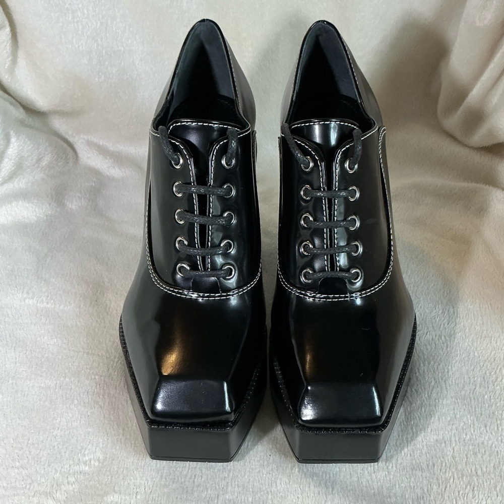 NEW Gianni Bini GB “City-Girl” Black Oxford Platform Patent Leather Shoes NWT - Picture 3 of 8